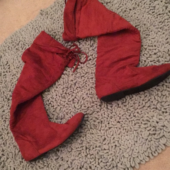 rust color over the knee boots